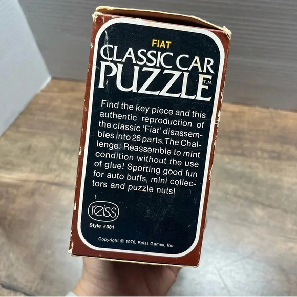 Vintage 1976 Reiss Classic Car Puzzle Yellow Fiat Style #381 New Sealed - Picture 4 of 7